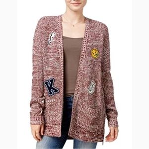 Hippie Rose Patches Marled Whimsy Cardigan - M